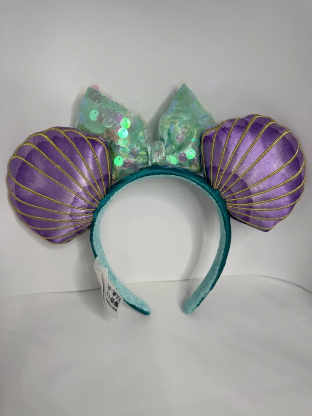 Disney Purple Shell Mouse Ear Headband with Teal Ribbon